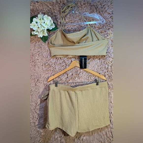 🔴NWT SHEIN Tan 2XL 2pc Skort and Crop Top Set measurements in photos - Picture 6 of 7
